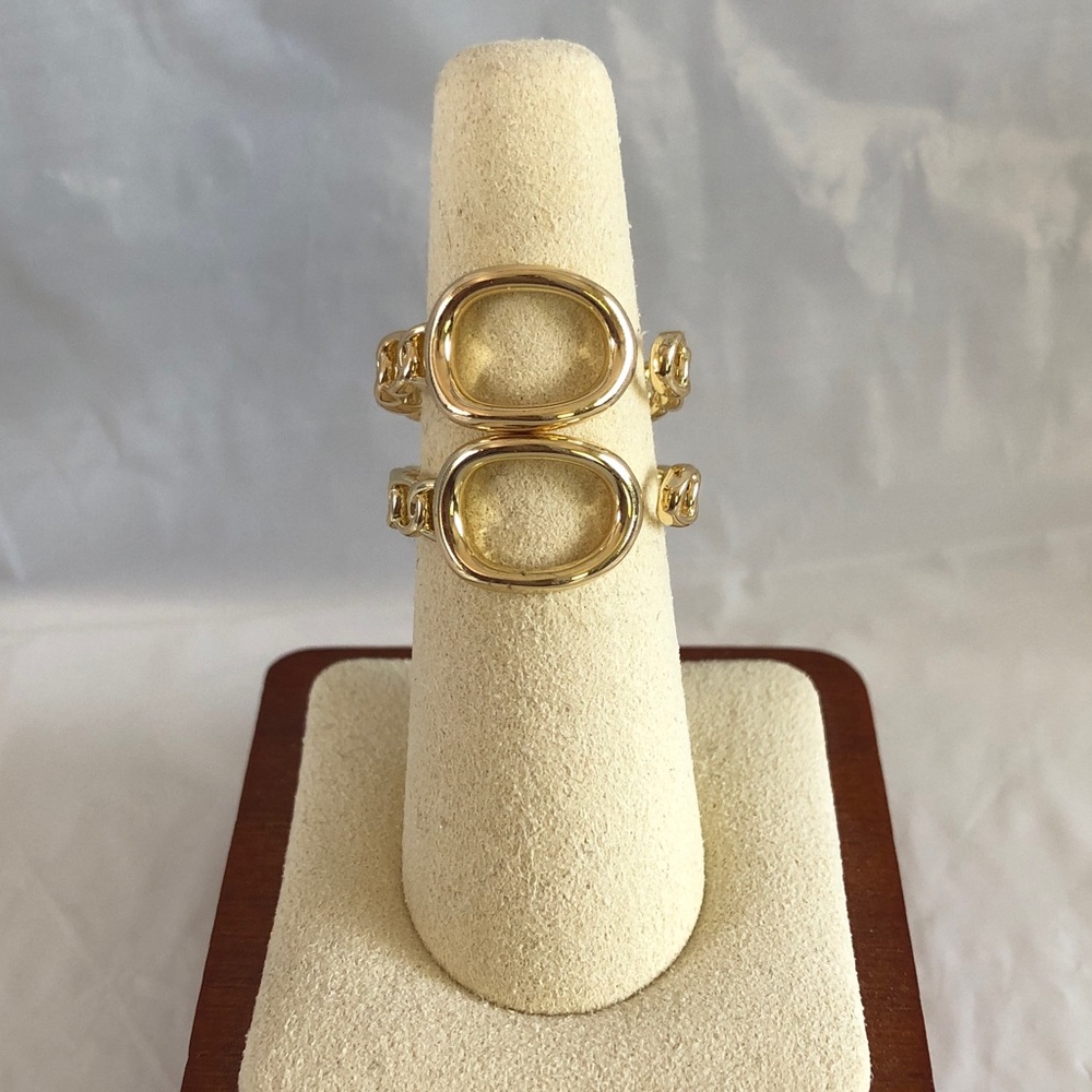 🔥 NEW Pretty Bird Adjustable 18k Yellow Gold Chain Link style (2 Ring Stack)